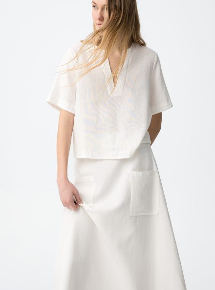 Μπεζ κοντομάνικη oversized μπλούζα