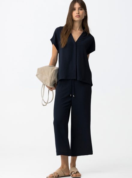 Σκούρο μπλε παντελόνι με φαρδιά μπατζάκια