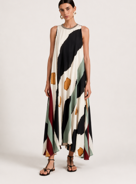 Abstract Flow Maxi Dress