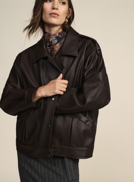 Cropped Faux Leather Jacket