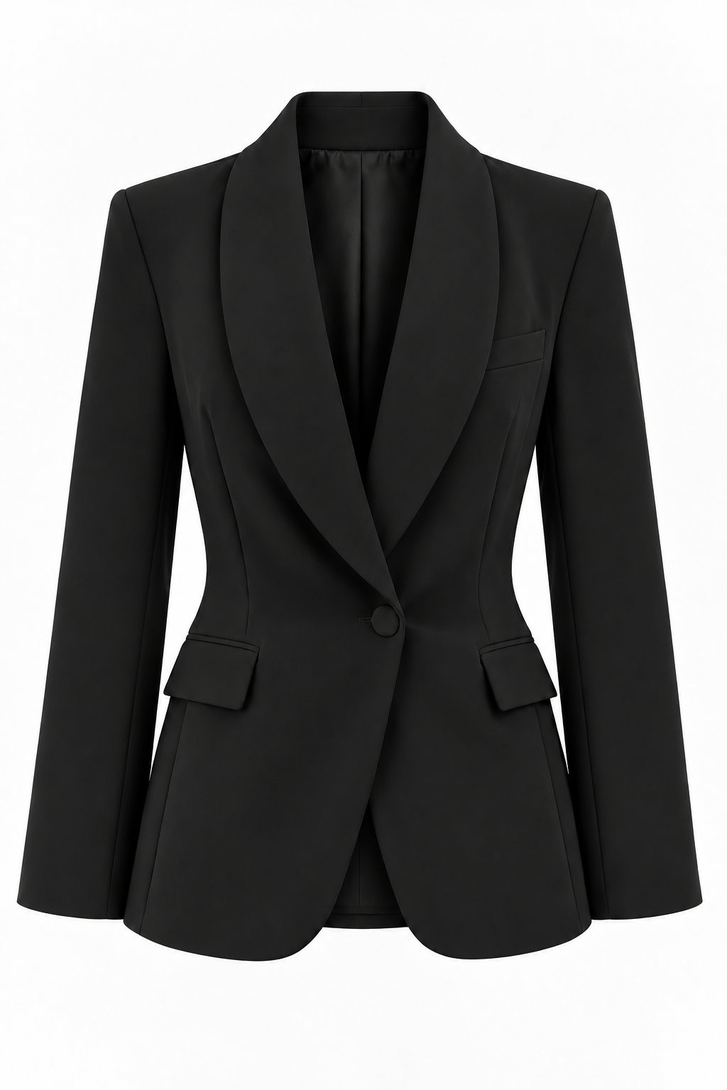 Black crepe shawl-collar blazer