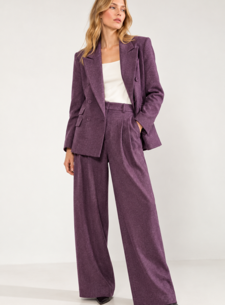 Purple Tweed Double-Breasted Blazer