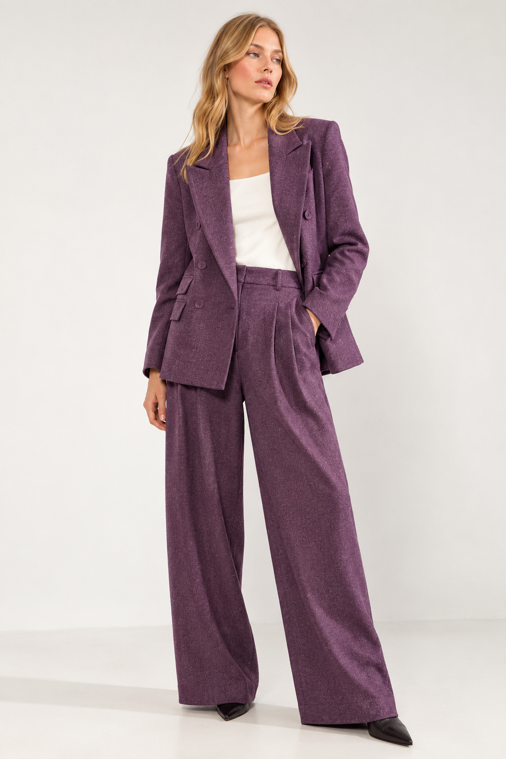 Editorial Plum Suit Portrait