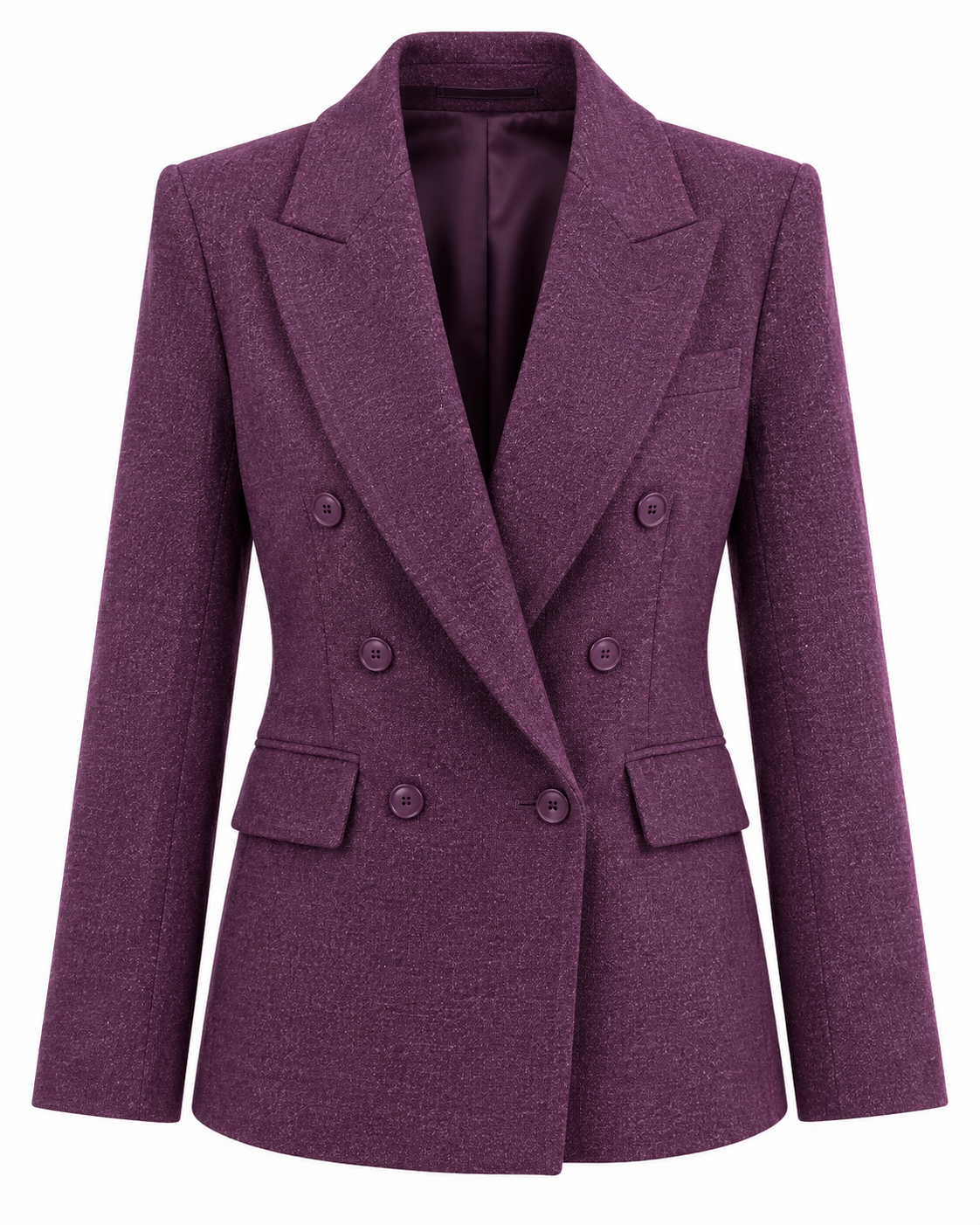 Plum Double-Breasted Tailored Blazer