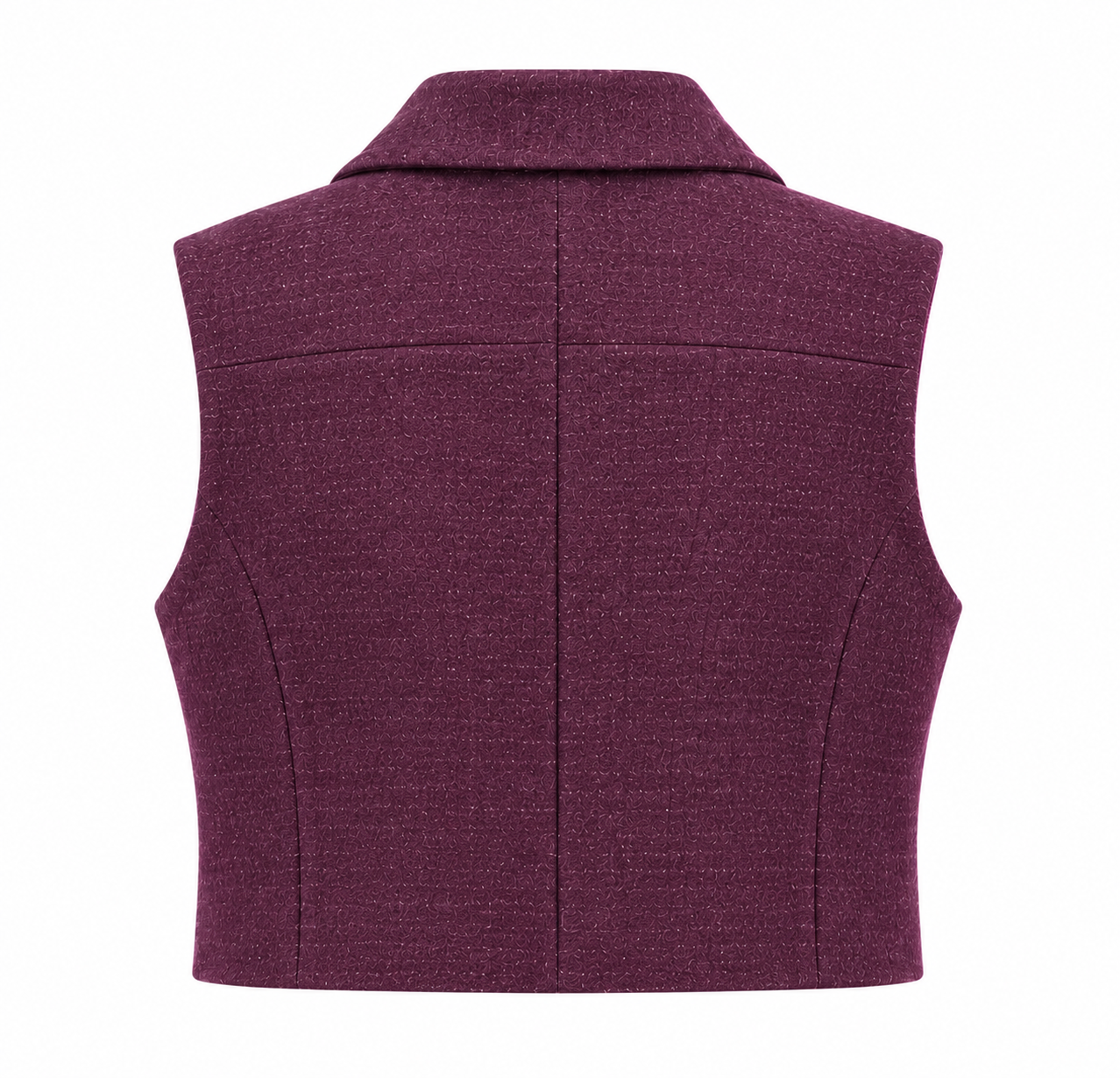 Plum Tweed Cropped Vest Back View