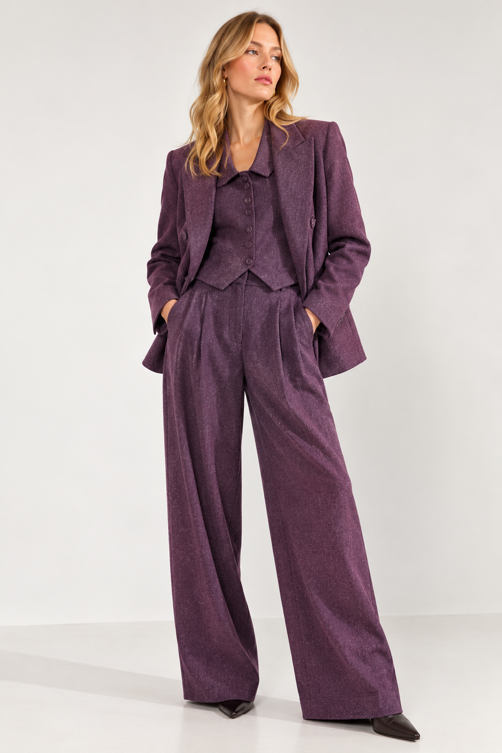 Purple Tailored Suit Editorial Portrait