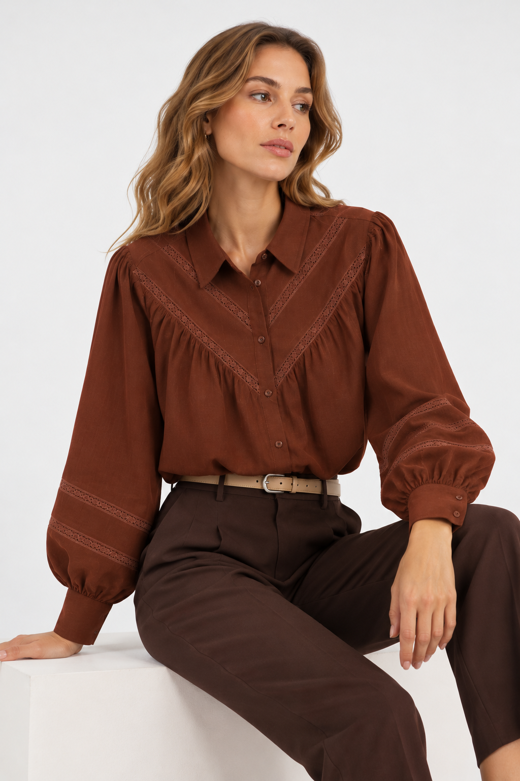 Rust Blouse Editorial Portrait