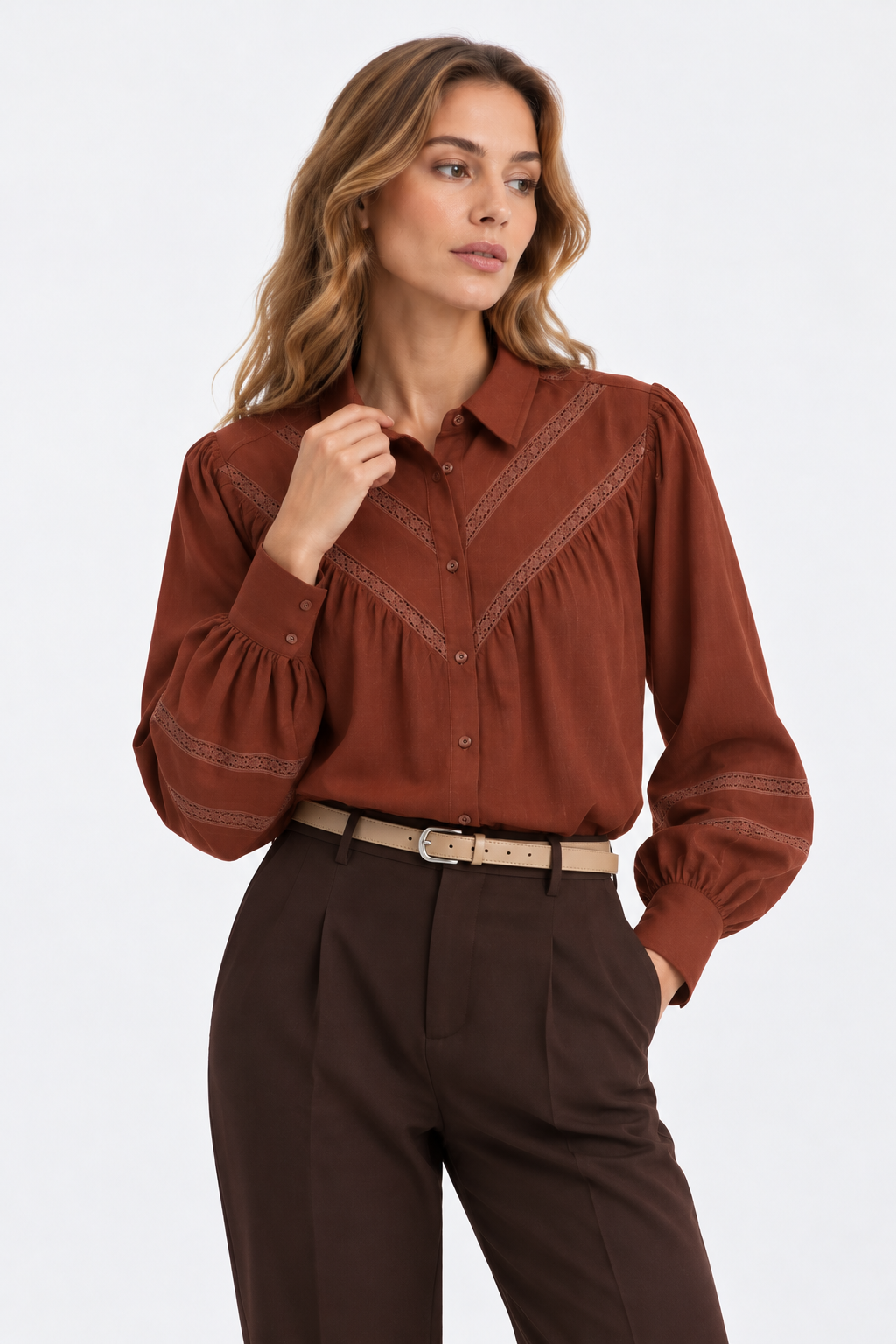 Terracotta Blouse Editorial Portrait